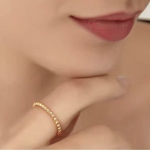 14k Gold Beaded Ball Stackable Ring